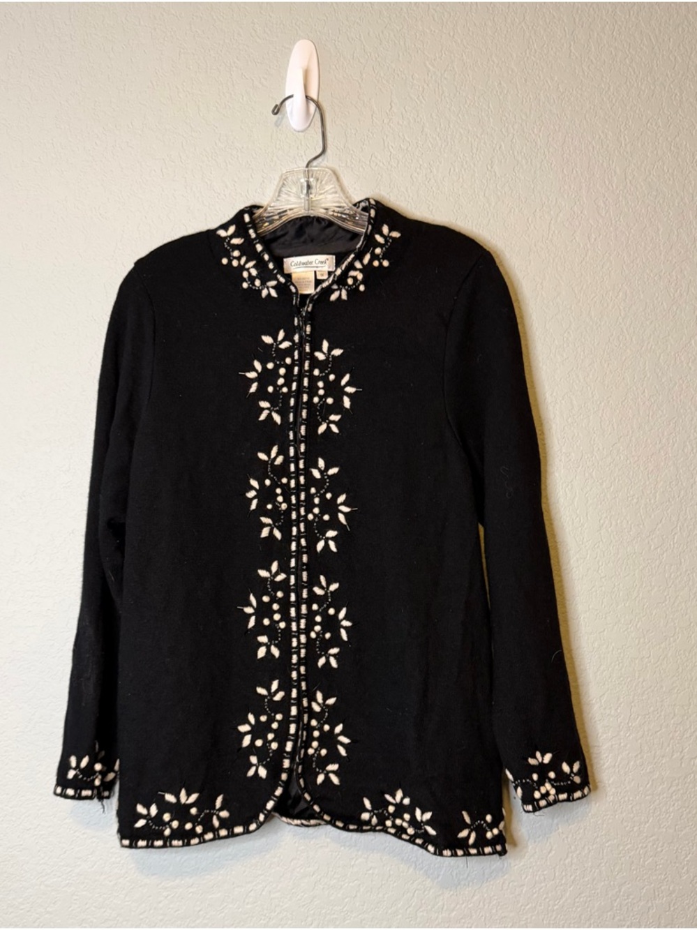 Coldwater Creek 1X embroidered black cardigan